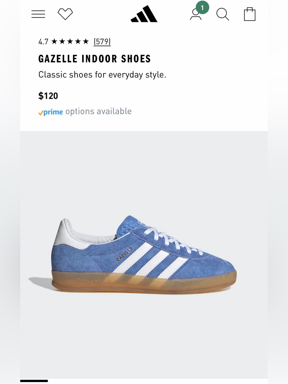 adidas Gazelle Indoor Sneakers - Blue/White